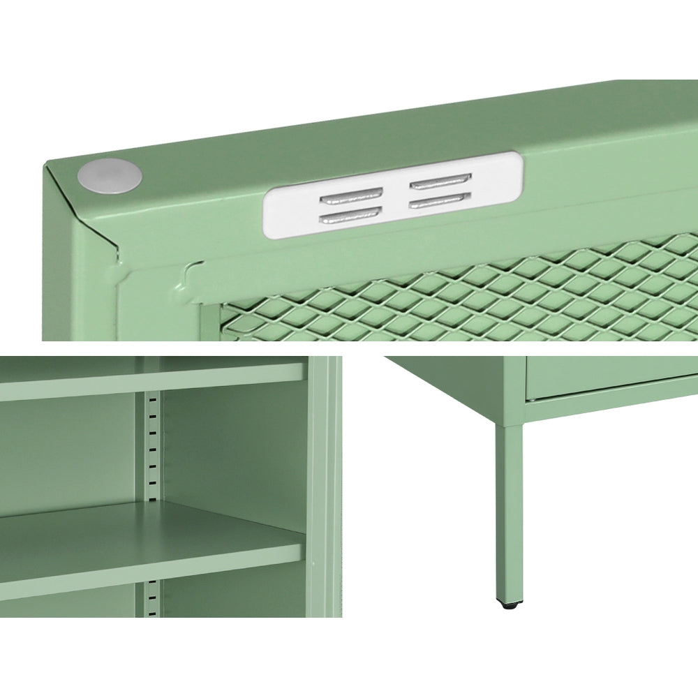 ArtissIn Buffet Sideboard Metal Locker Display Cabinet Storage Shelves Green