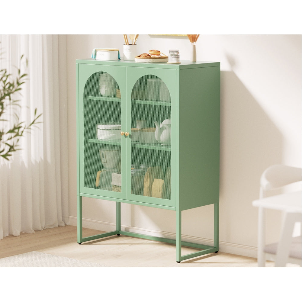 ArtissIn Buffet Sideboard Metal Locker Display Shelves Storage Cabinet Green