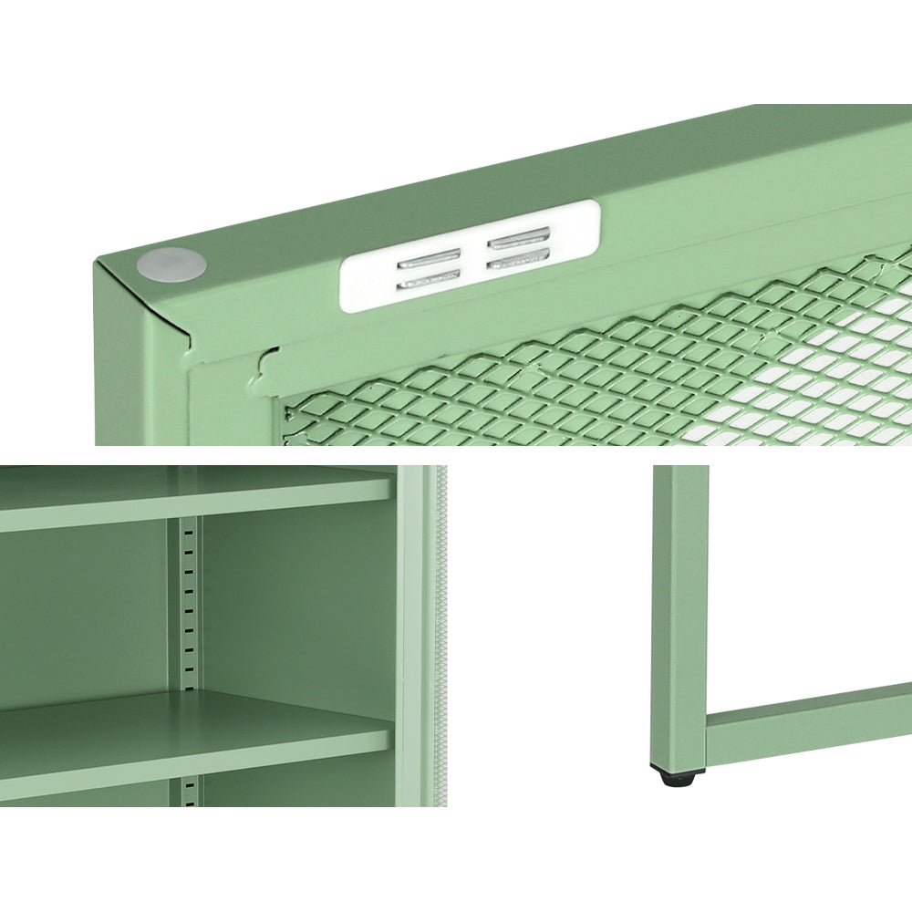 ArtissIn Buffet Sideboard Metal Locker Display Shelves Storage Cabinet Green