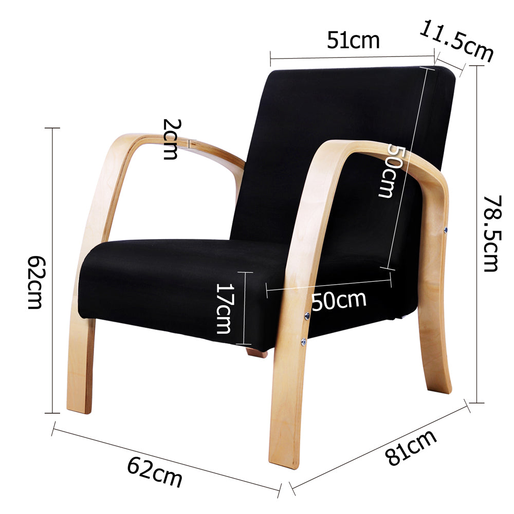 Artiss Wooden Armchair with Cushion - Black