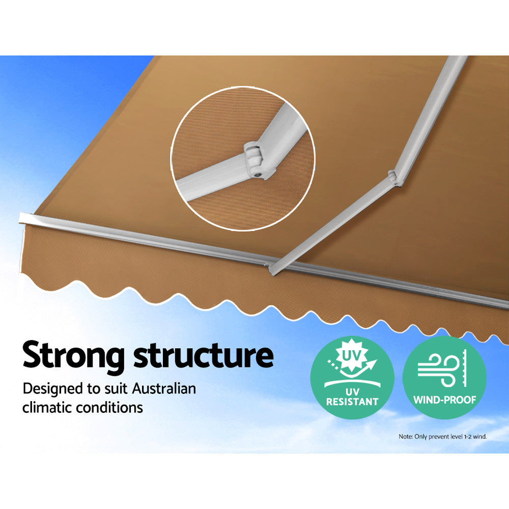 Instahut Retractable Folding Arm Awning Outdoor Awning Canopy 4Mx3M Beige