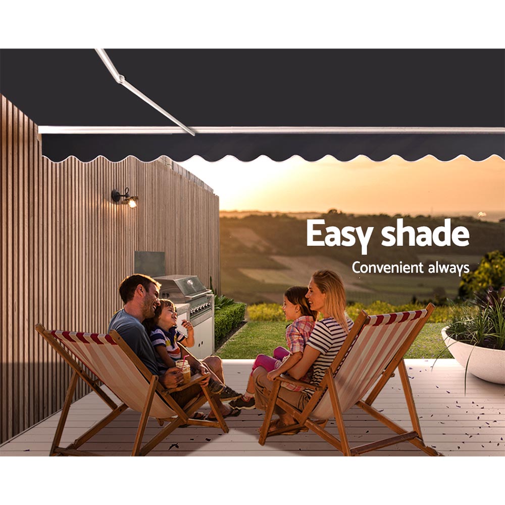 Instahut Folding Arm Awning Motorised Retractable Outdoor Sunshade 5X2.5M