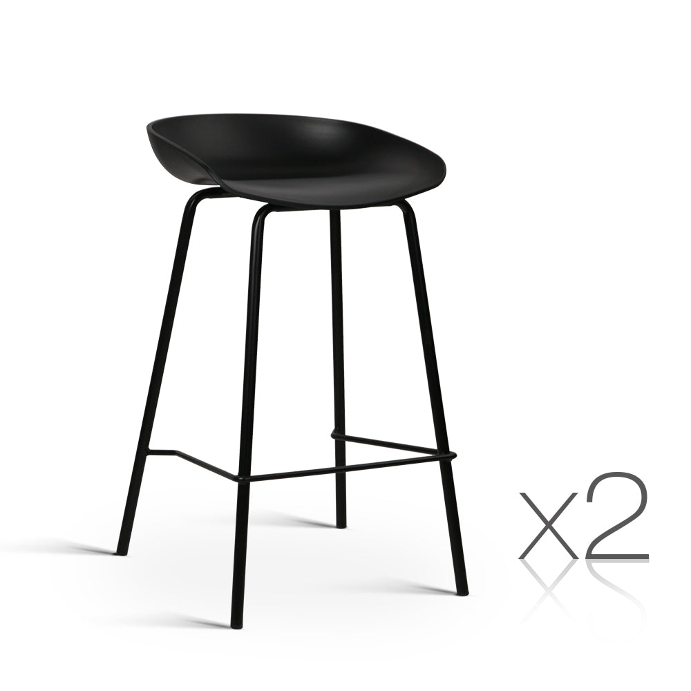 Artiss Set of 2 Metal Bar Stools - Black