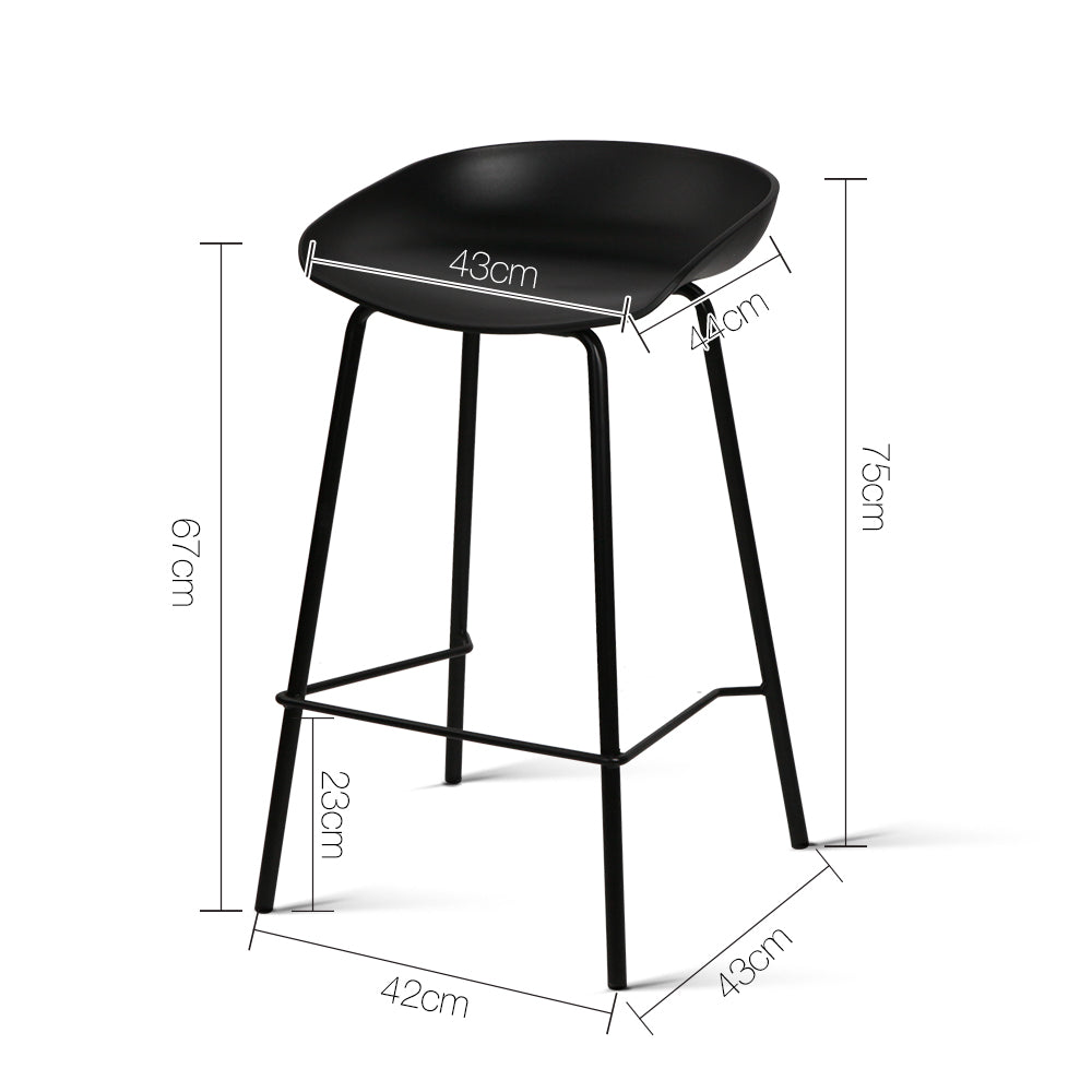 Artiss Set of 2 Metal Bar Stools - Black