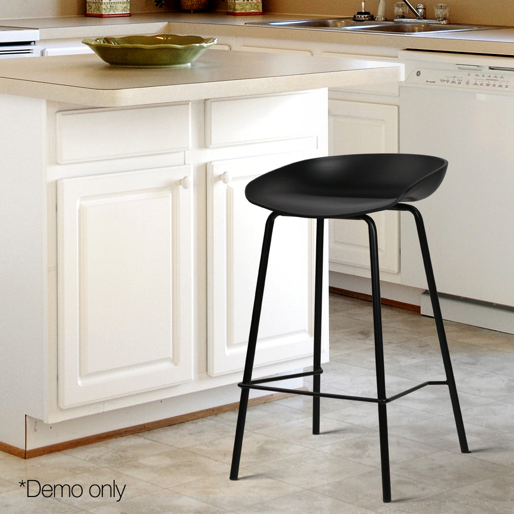 Artiss Set of 2 Metal Bar Stools - Black