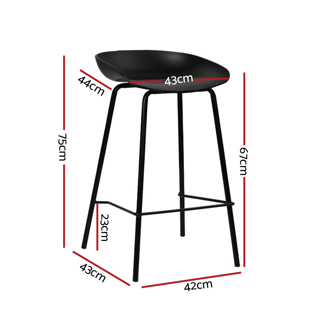 Artiss Set of 4 Metal Bar Stools - Black