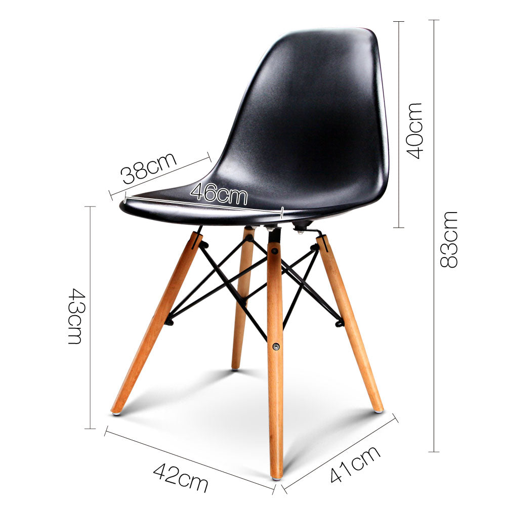 Artiss Set of 2 Retro Beech Wood Dining Chair - Black