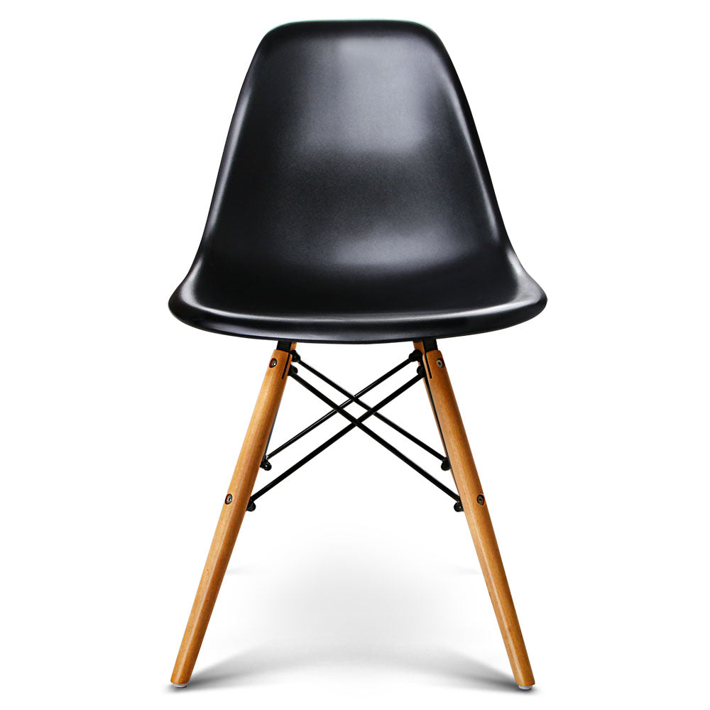 Artiss Set of 2 Retro Beech Wood Dining Chair - Black