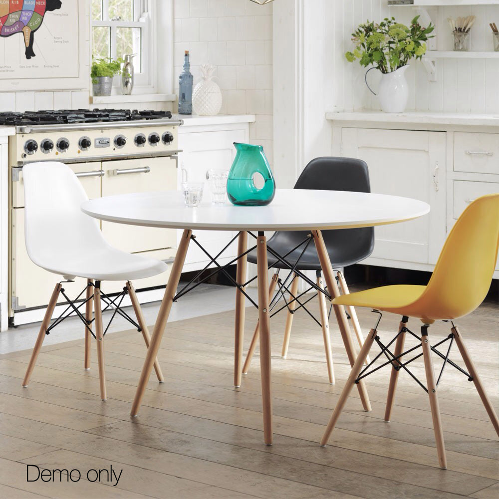 Artiss Dining Table 4 Seater Round Replica DSW Eiffel Kitchen Timber White