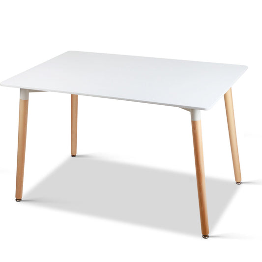 Artiss Rectangular Beech Timber Dining Table - White