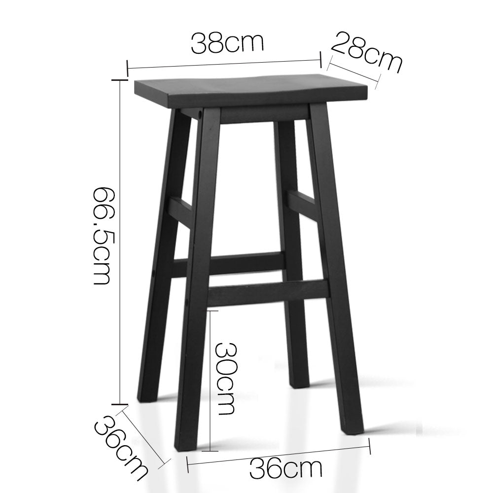 Artiss Set of 2 Beech Wood Bar Stools - Black