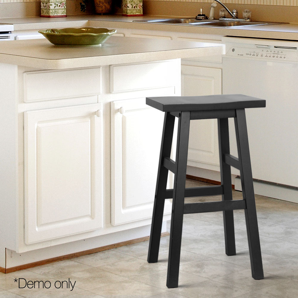 Artiss Set of 2 Beech Wood Bar Stools - Black