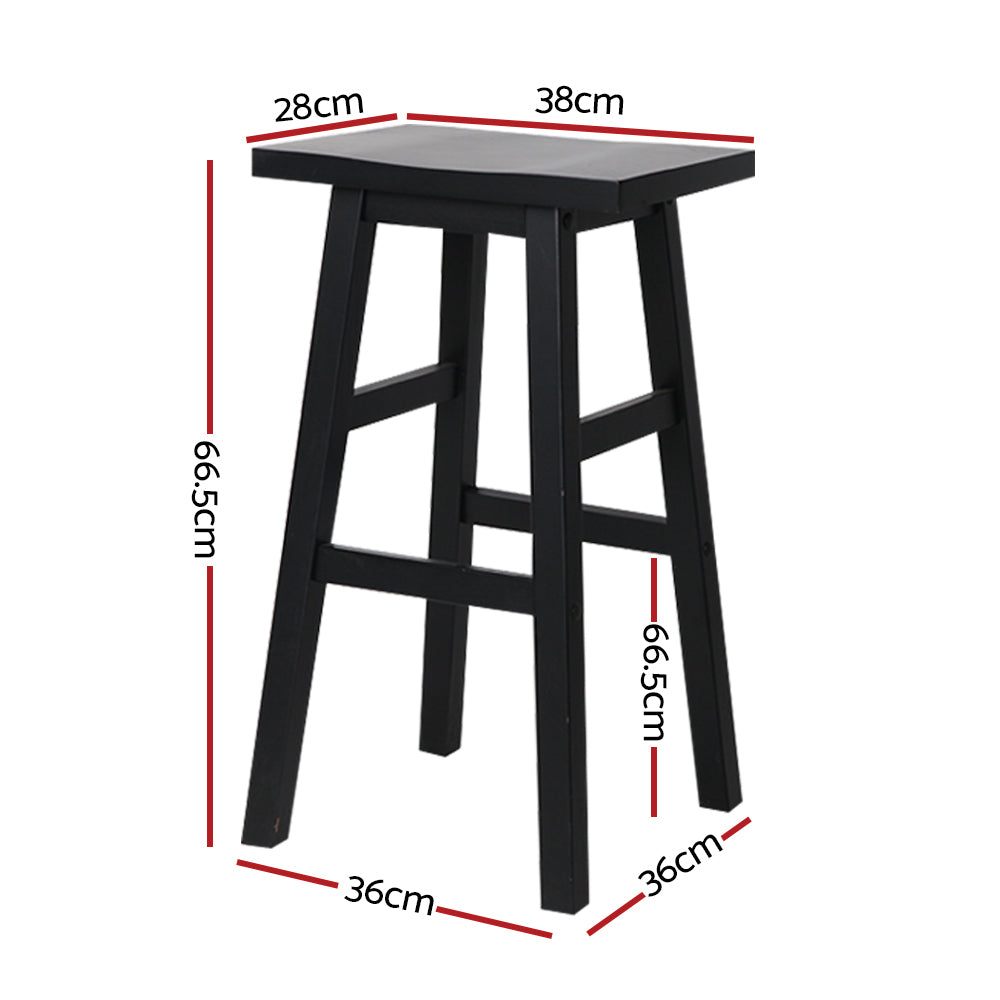 Artiss Set of 4 Beech Wood Bar Stools - Black