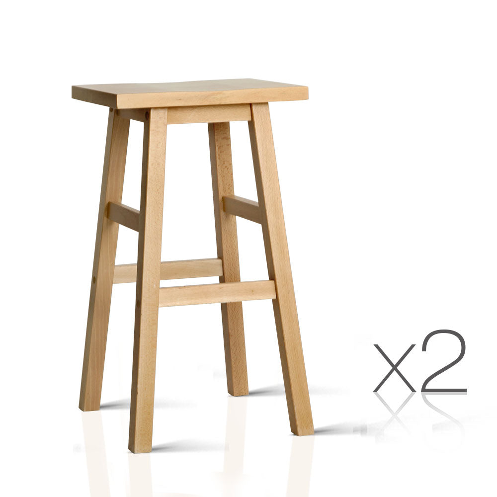 Artiss Set of 2 Wooden Backless Bar Stools - Natural