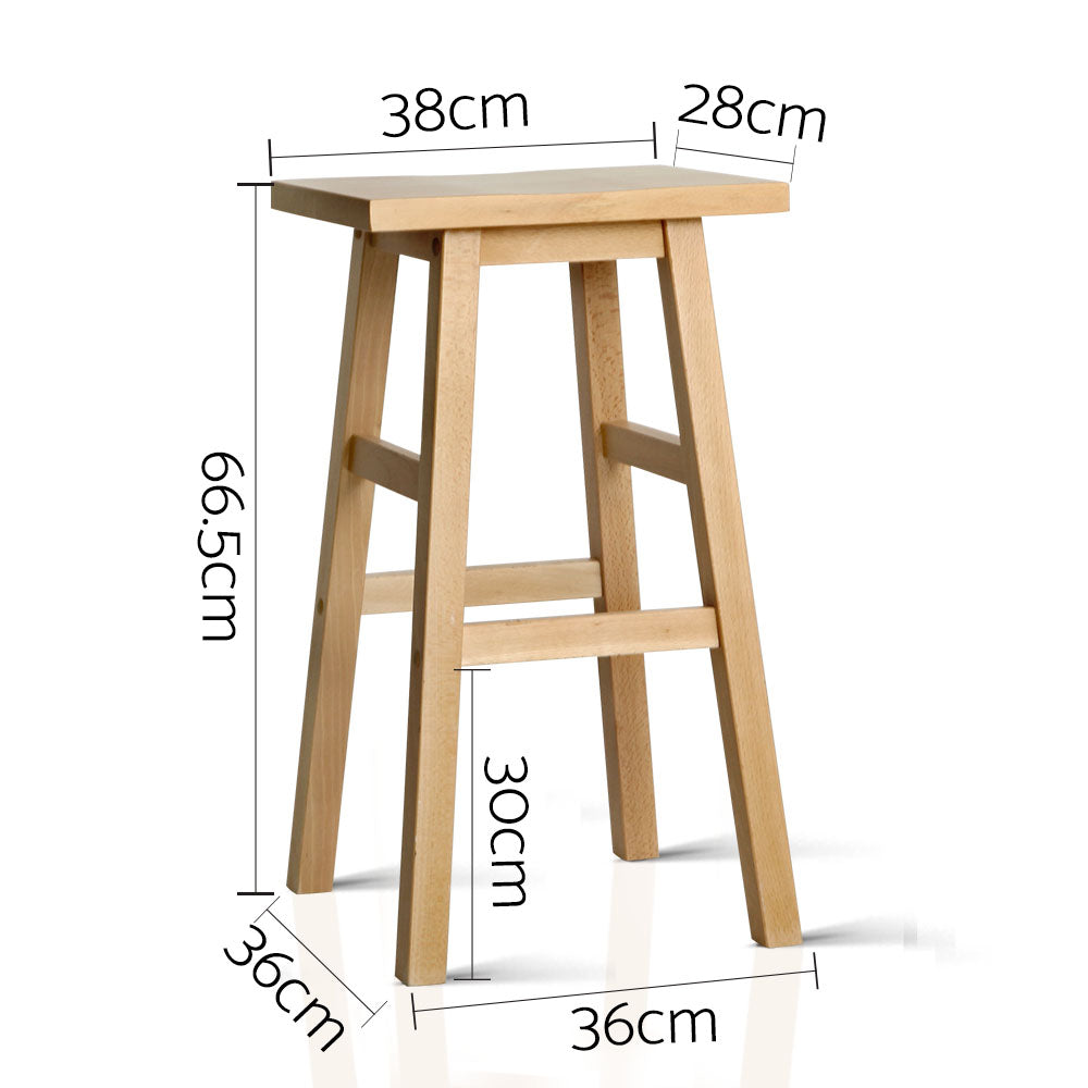 Artiss Set of 2 Beech Wood Bar Stools - Natural