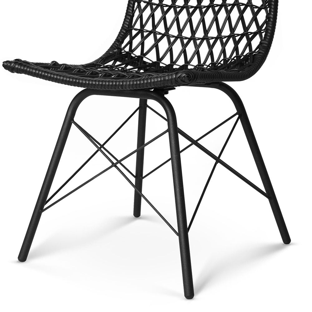 Artiss Set of 4 PE Wicker Dining Chair - Black