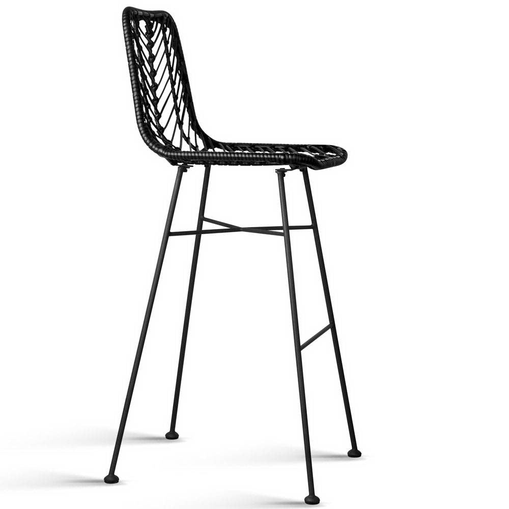 Artiss Set of 2 PE Wicker Bar Stools - Black