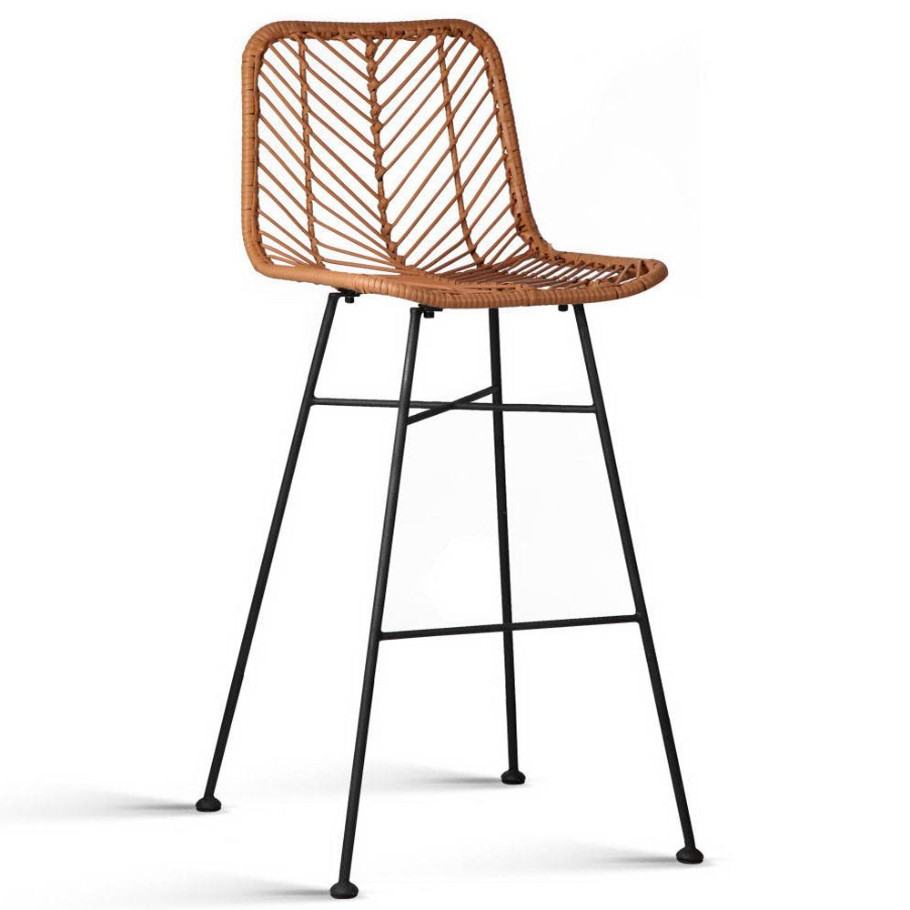 Artiss Set of 2 PE Wicker Bar Stools - Natural