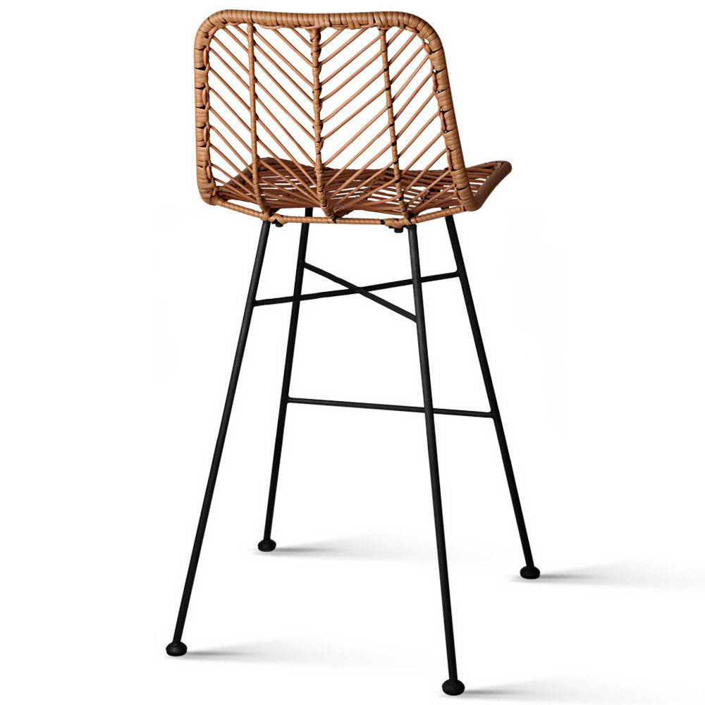 Artiss Set of 2 PE Wicker Bar Stools - Natural