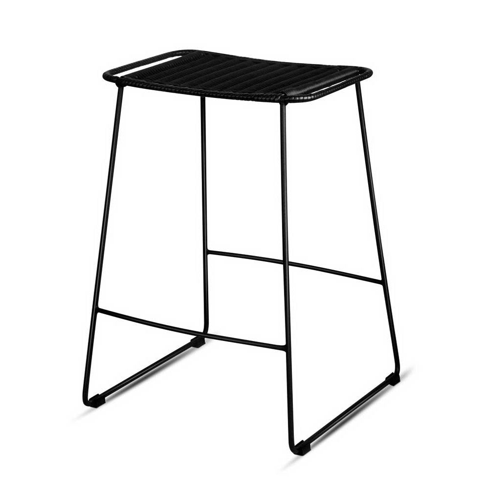 Artiss Ser of 2 PE Wicker Bar Stools - Black