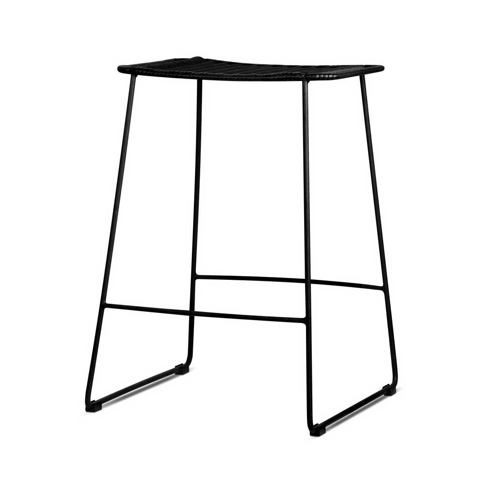 Artiss Ser of 2 PE Wicker Bar Stools - Black