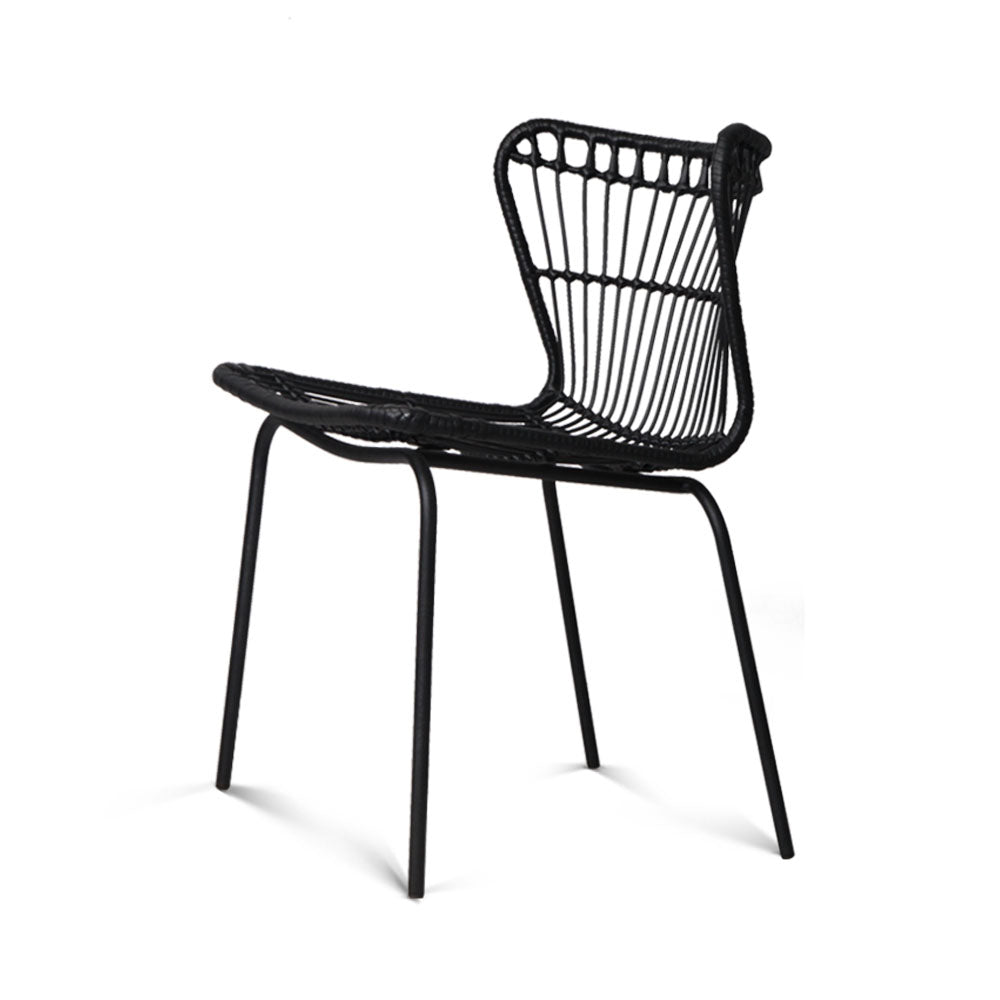 Artiss Set of 2 PE Wicker Dining Chair - Black