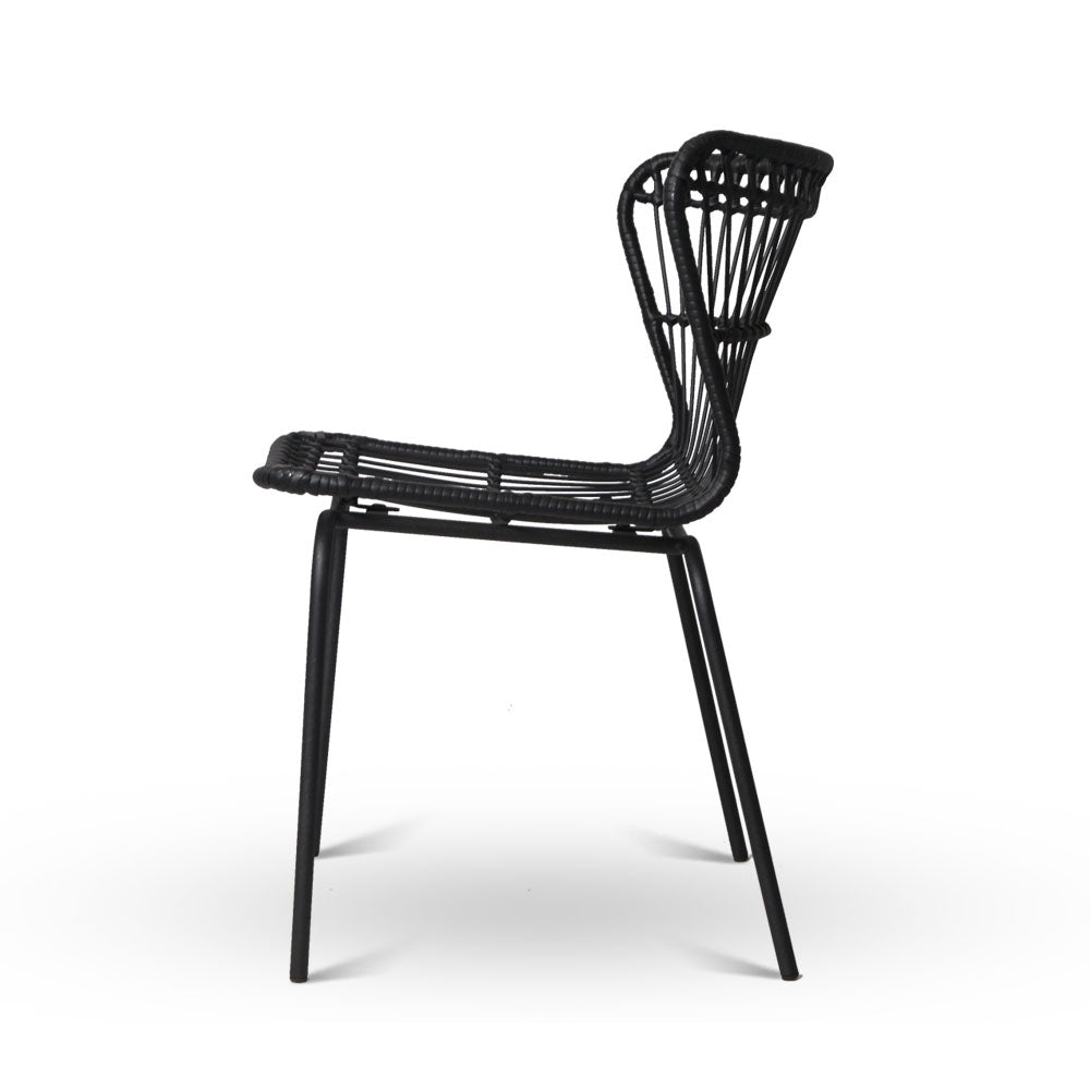 Artiss Set of 2 PE Wicker Dining Chair - Black