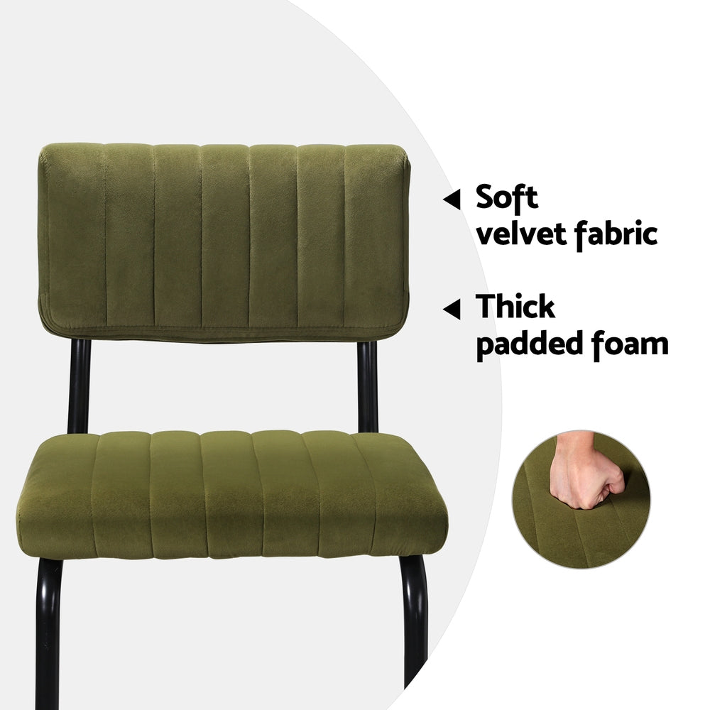 Artiss 2x Bar Stools Velvet Chairs Green