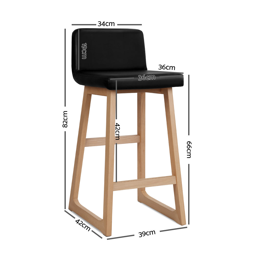 Artiss Set of 2 Bolero Bar Stools - Black