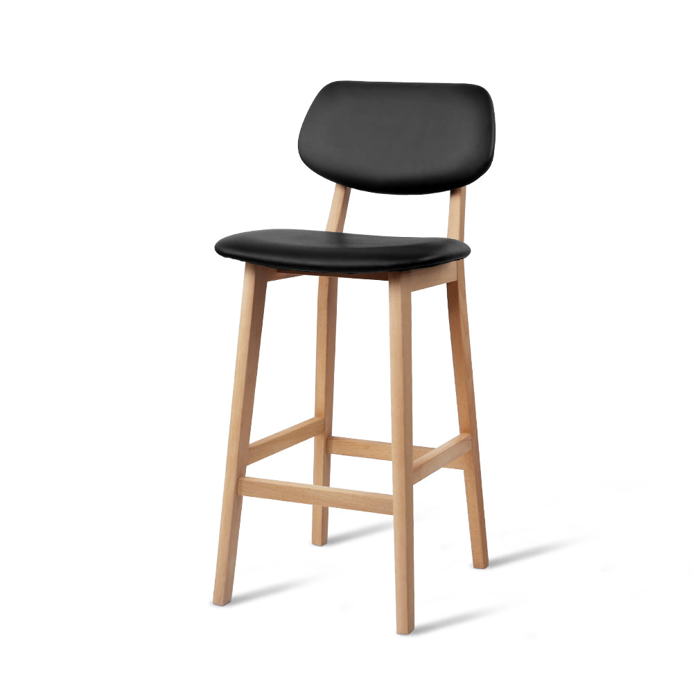 Artiss Set of 2 PU Leather Ramsey Bar Stools - Black