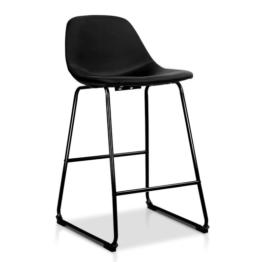 Artiss Set of 2 PU Leather Crosby Bar Stools - Black