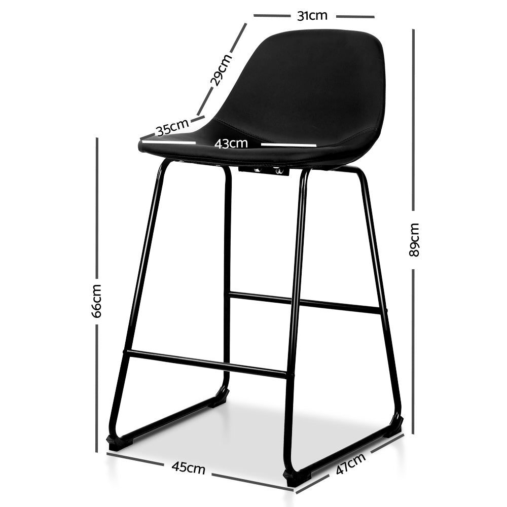 Artiss Set of 2 PU Leather Crosby Bar Stools - Black