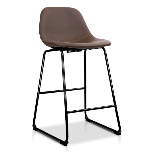 Artiss Set of 2 PU Leather Crosby Bar Stools - Brown