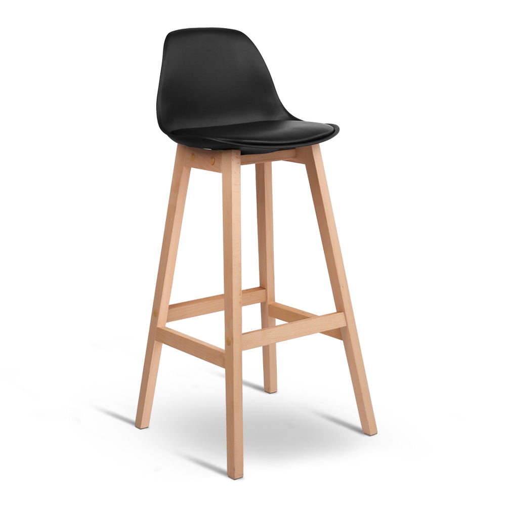 Artiss Set of 2 Beech Wood Bar Stools - Black