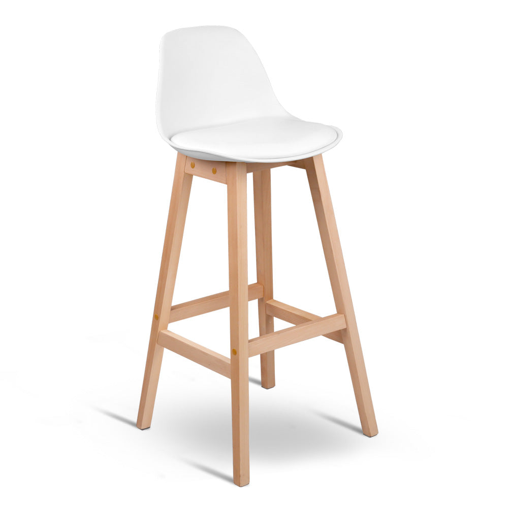 Artiss Set of 2 Beech Wood Bar Stools - White