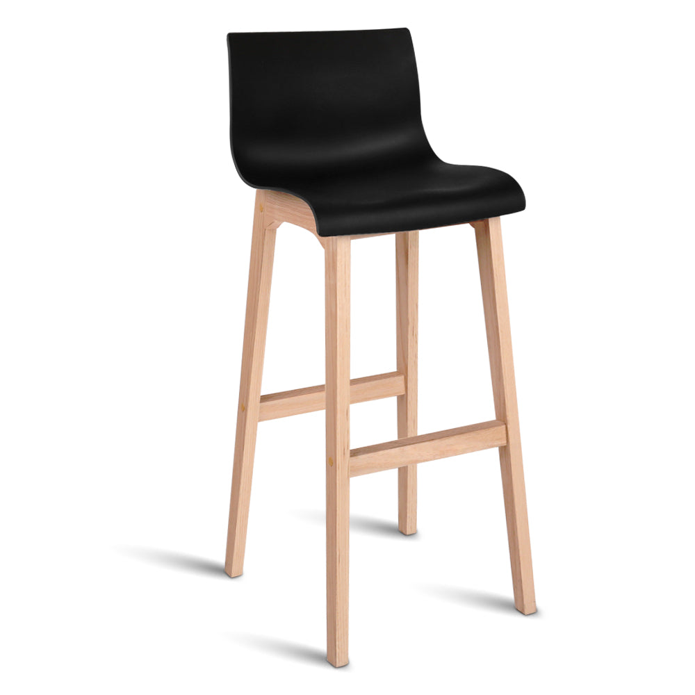 Artiss Set of 2 Beech Wood Bar Stools - Black