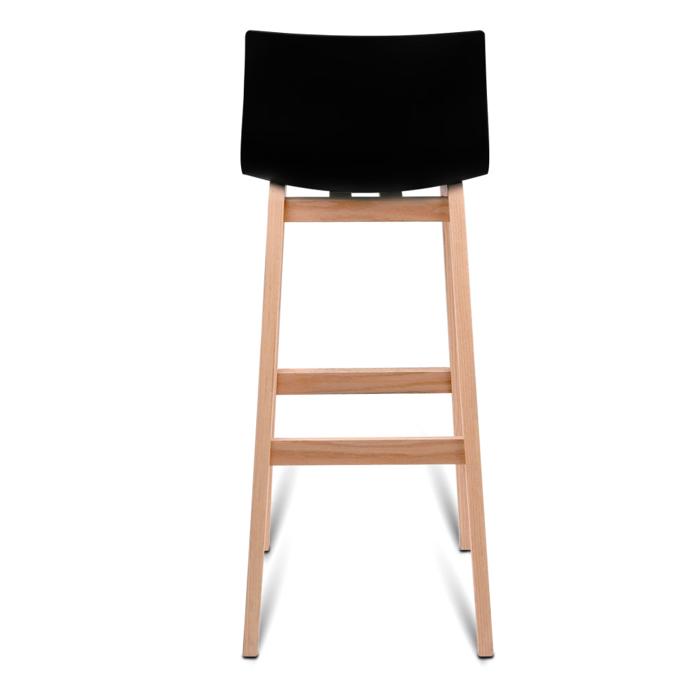 Artiss Set of 2 Beech Wood Bar Stools - Black