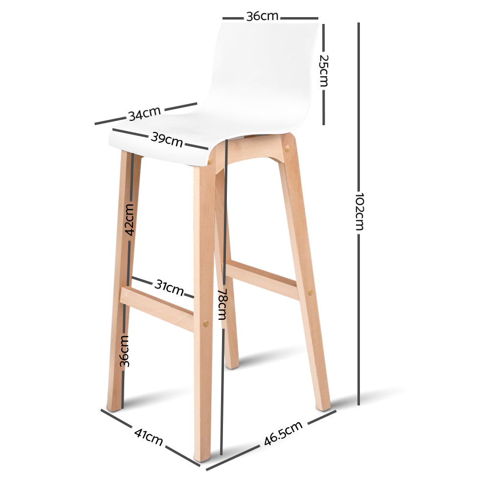 Artiss Set of 2 Beech Wood Bar Stools - White