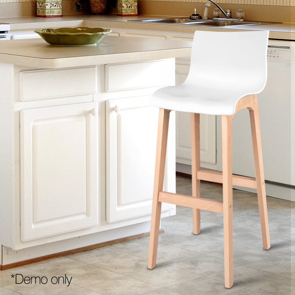 Artiss Set of 2 Beech Wood Bar Stools - White