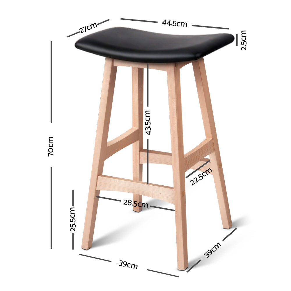 Artiss Set of 2 Beech Wood Bar Stools - Black