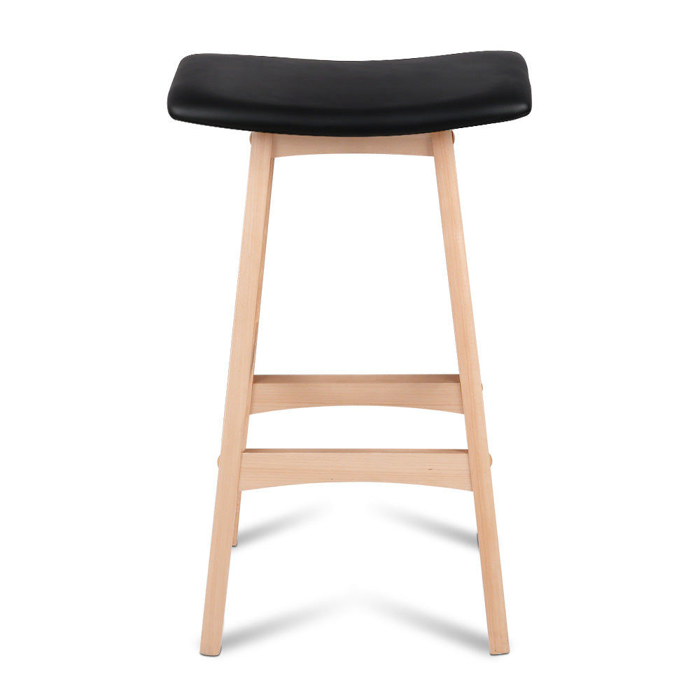 Artiss Set of 2 Beech Wood Bar Stools - Black