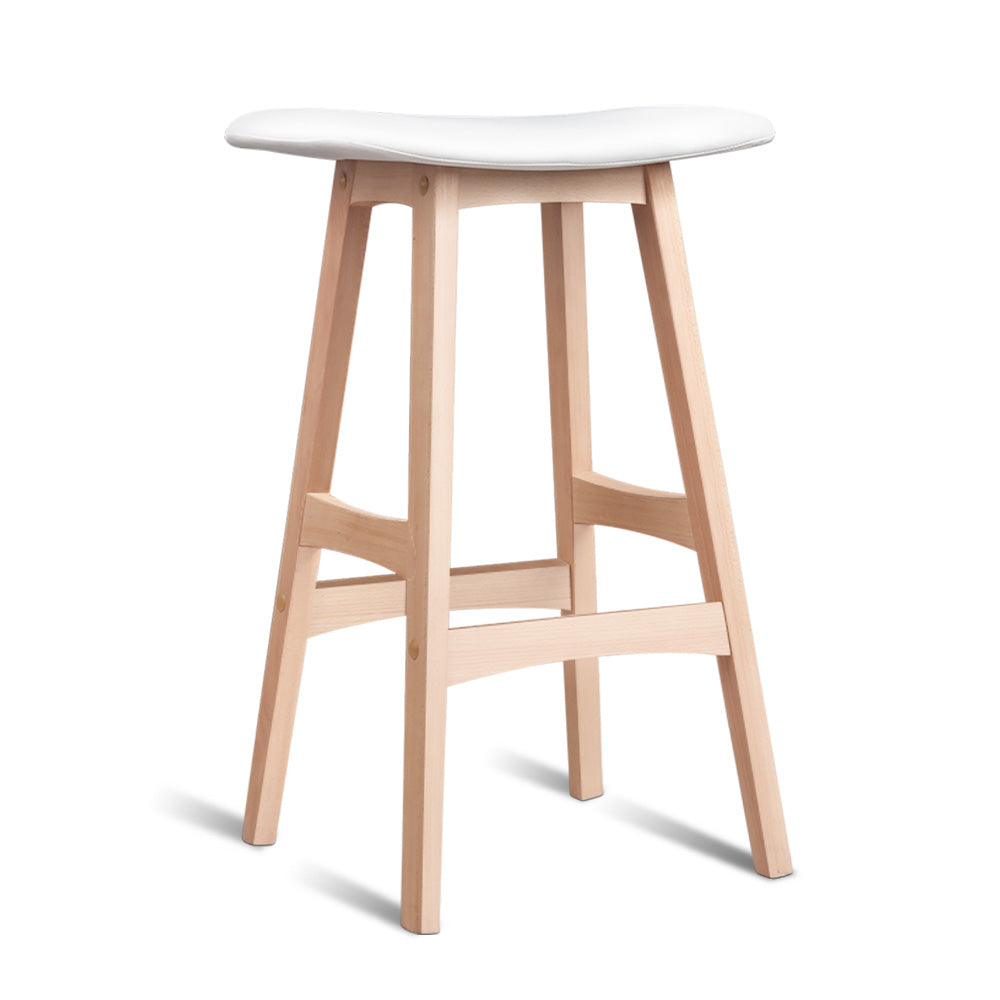 Artiss Set of 2 Beech Wood Bar Stools - White