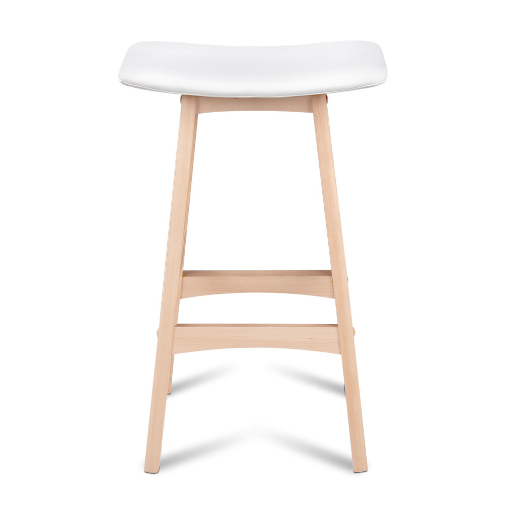 Artiss Set of 2 Beech Wood Bar Stools - White