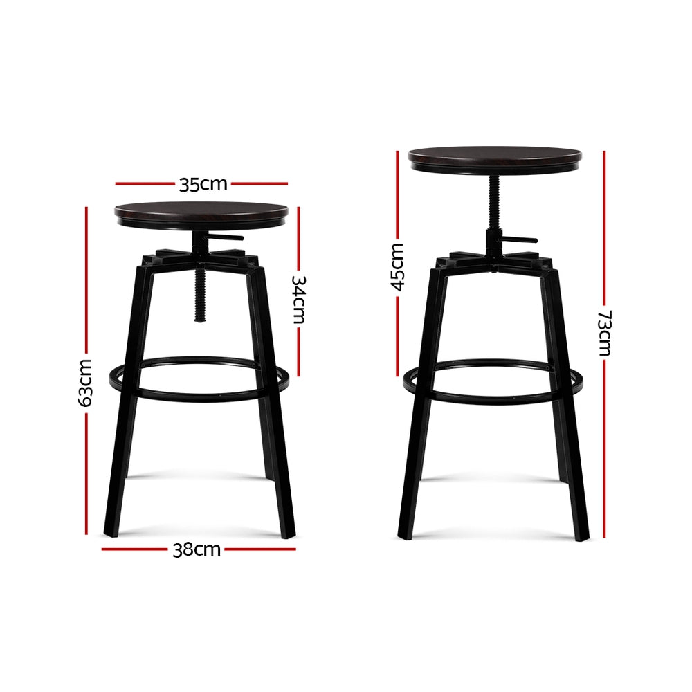 Artiss 2 x Vintage Bar Stools Retro Kitchen Swivel Bar Stool Industrial Rustic