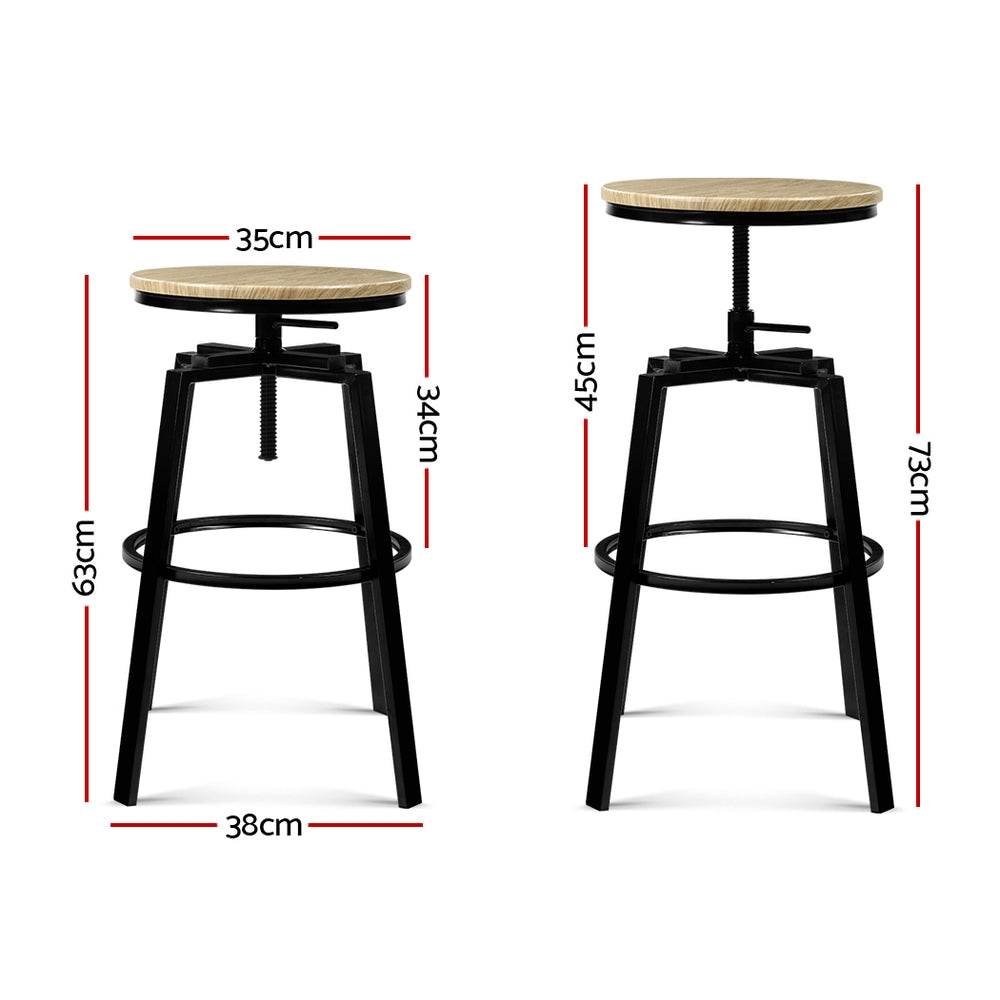 Artiss 2 x Vintage Kitchen Bar Stools Retro Swivel Industrial Bar Stool Rustic