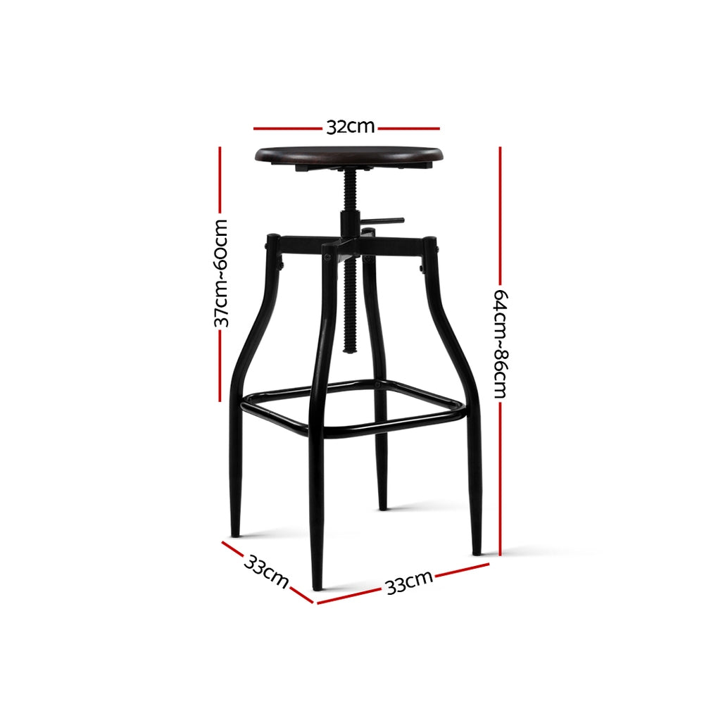 Artiss 2 x Vintage Kitchen Bar Stools Swivel Industrial Bar Stool Retro Rustic