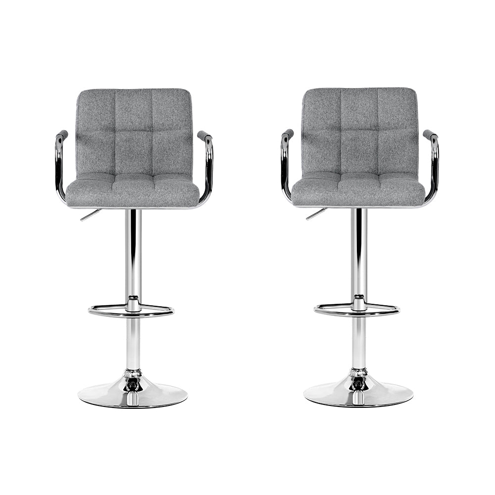 Artiss Set of 2 Bar Stools Gas lift Swivel - Steel and Grey