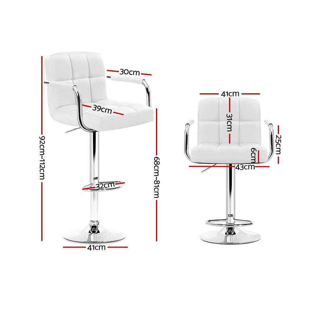 Artiss Set of 2 Bar Stools Gas lift Swivel - Steel and White