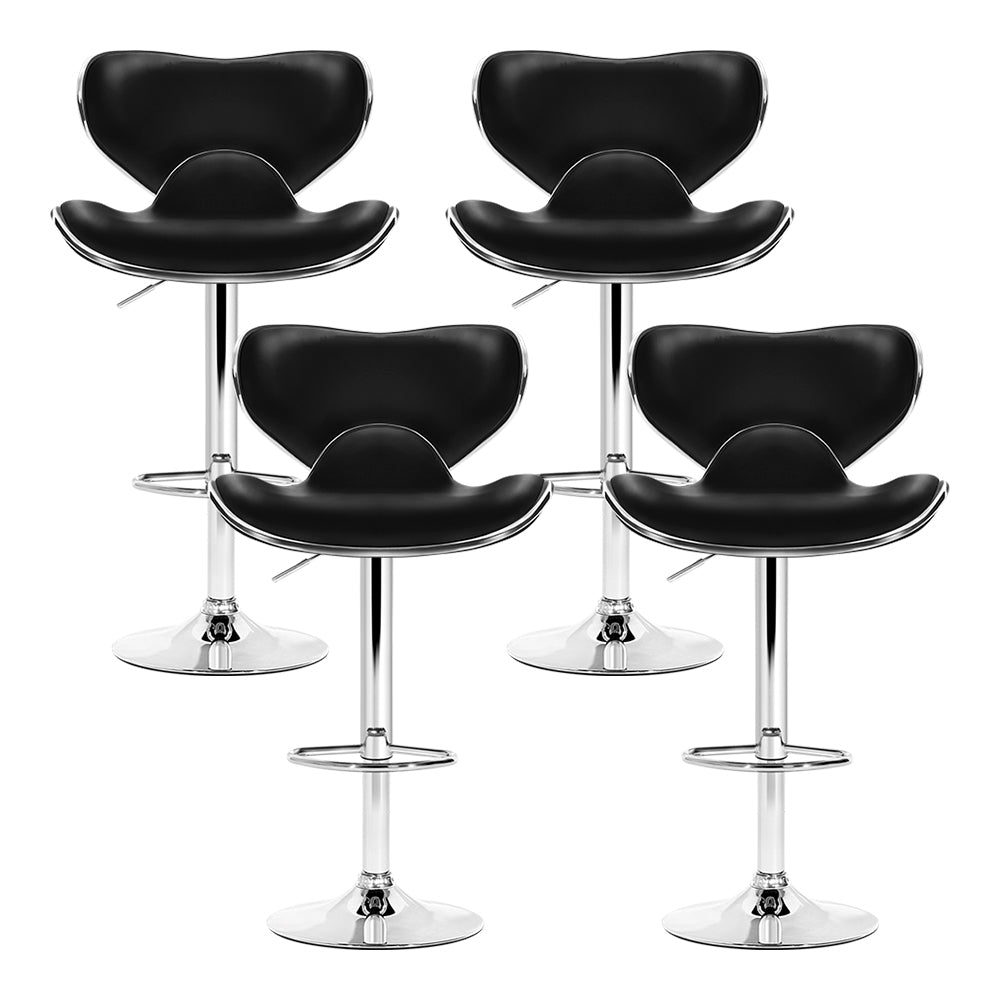 Artiss Set of 4 PU Leather Bar Stools - Black