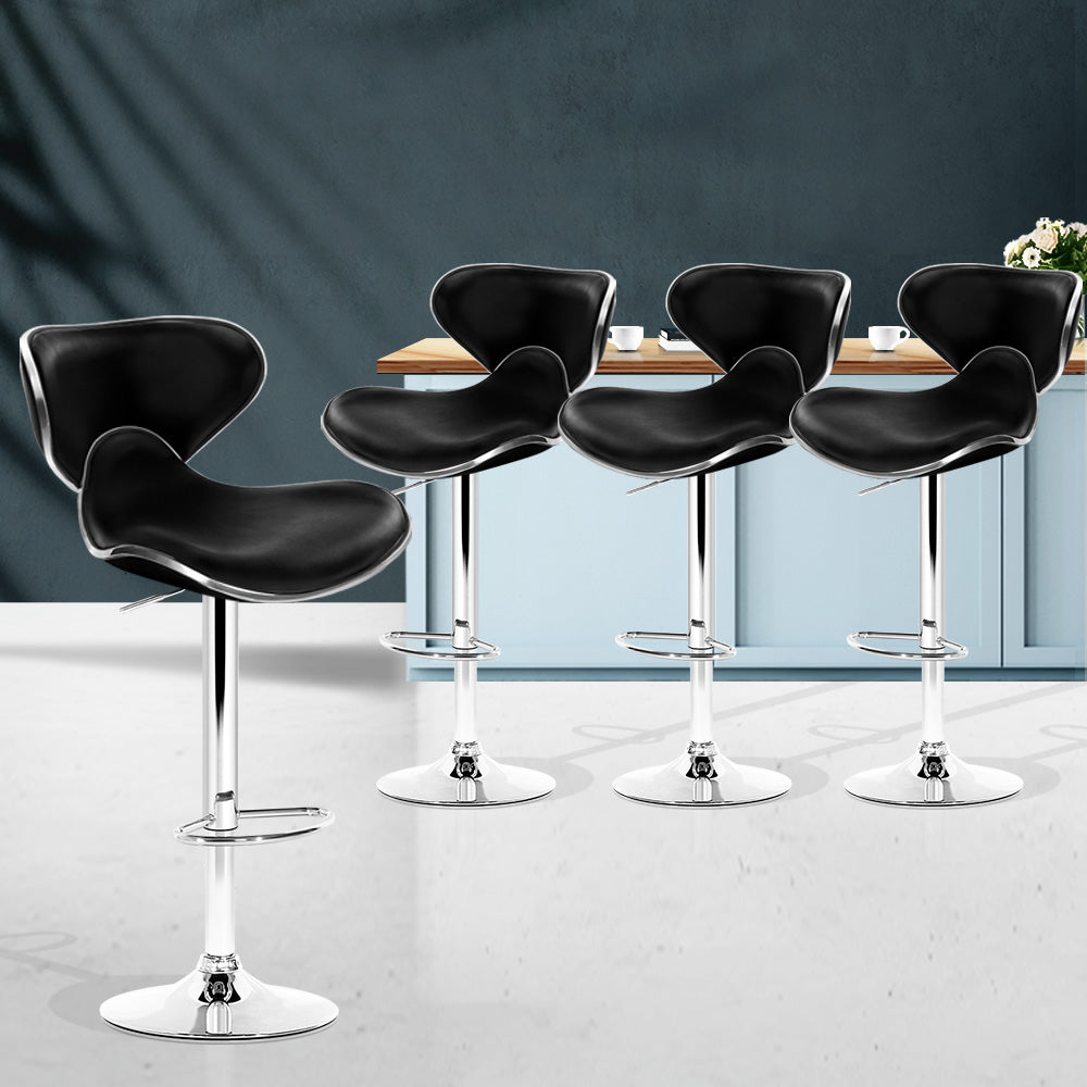 Artiss Set of 4 PU Leather Bar Stools - Black